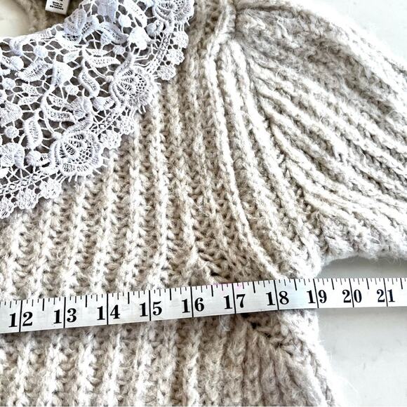 Topshop crochet exaggerated collar sweater in ecru size XL - Picture 8 of 10